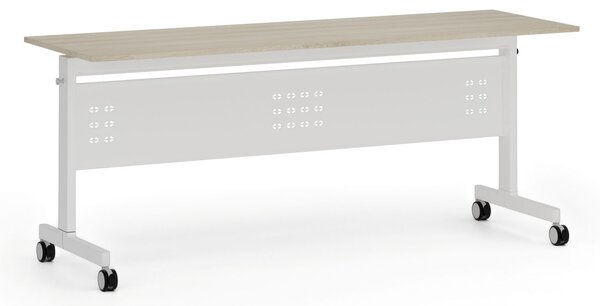 Mobilny stół PRIMO MOBI, 180x60 cm, biała podstawa, dąb naturalny