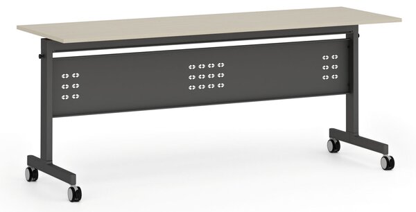 Mobilny stół PRIMO MOBI, 180x60 cm, czarna podstawa, brzoza