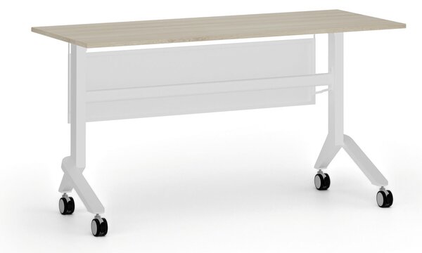 Mobilny stół PRIMO MOVE, 140x60 cm, biała podstawa, dąb naturalny