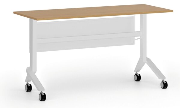 Mobilny stół PRIMO MOVE, 140x60 cm, biała podstawa, buk