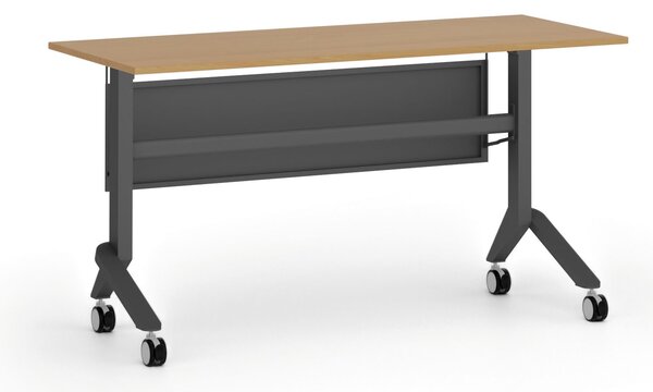 Mobilny stół PRIMO MOVE, 140x60 cm, czarna podstawa, buk