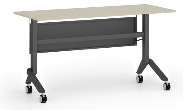Mobilny stół PRIMO MOVE, 140x60 cm, czarna podstawa, brzoza