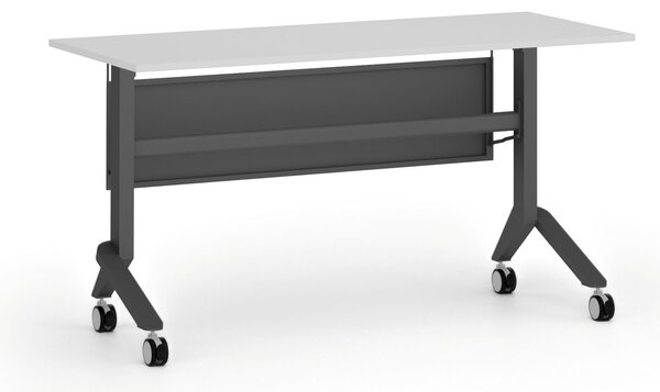 Mobilny stół PRIMO MOVE, 140x60 cm, czarna podstawa, biały