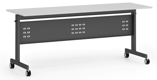 Mobilny stół PRIMO MOBI, 180x60 cm, czarna podstawa, biały