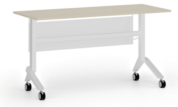 Mobilny stół PRIMO MOVE, 140x60 cm, biała podstawa, brzoza