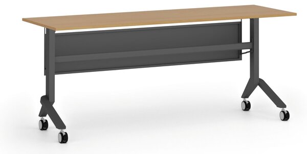 Mobilny stół PRIMO MOVE, 180x60 cm, czarna podstawa, buk
