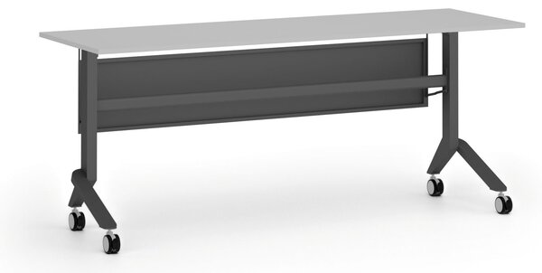 Mobilny stół PRIMO MOVE, 180x60 cm, czarna podstawa, szary