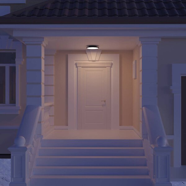Lampa sufitowa zewnętrzna LED Malena, czujnik ruchu, IP65 Malena Lucande, czarny, aluminium, nowoczesny