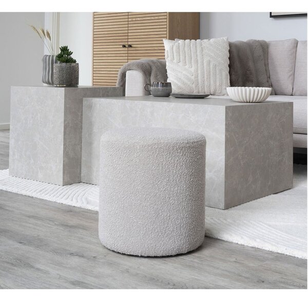 Beżowy puf z materiału bouclé Ejby – House Nordic