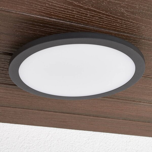 Lampa sufitowa zewnętrzna LED Malena, czujnik ruchu, IP65 Malena Lucande, czarny, aluminium, nowoczesny