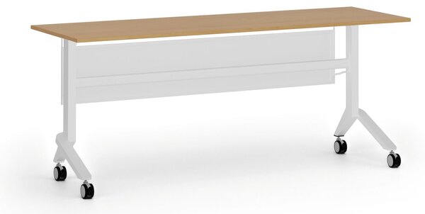 Mobilny stół PRIMO MOVE, 180x60 cm, biała podstawa, buk