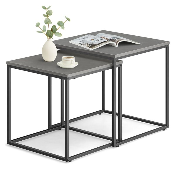 Zestaw 2 stolików kawowych QUADRO w kolorze szarym
