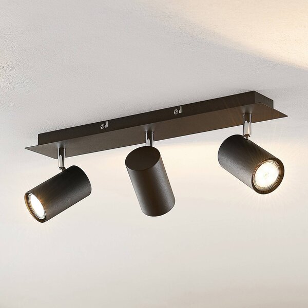 Reflektor sufitowy Lindby Joffrey, 49 cm, czarny, 3-punktowy, GU10 Joffrey Lindby, możliwość ściemniania, czarny, salon / jadalnia, metal, nowoczesny