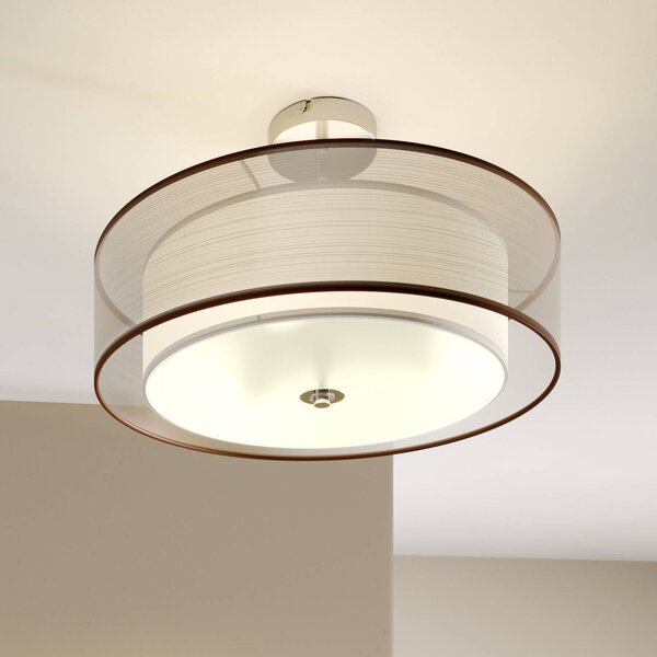 Lampa sufitowa Pikka Lindby, możliwość ściemniania, brązowy / rdzawy, salon / jadalnia, tkanina / materiał / jedwab, nowoczesny