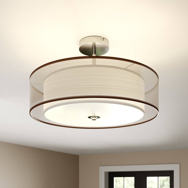Lampa sufitowa Pikka Lindby, możliwość ściemniania, brązowy / rdzawy, salon / jadalnia, tkanina / materiał / jedwab, nowoczesny