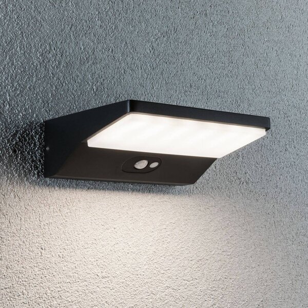 Paulmann Kinkiet zewnętrzny LED z czujnikiem House, czarny, aluminium, nowoczesny