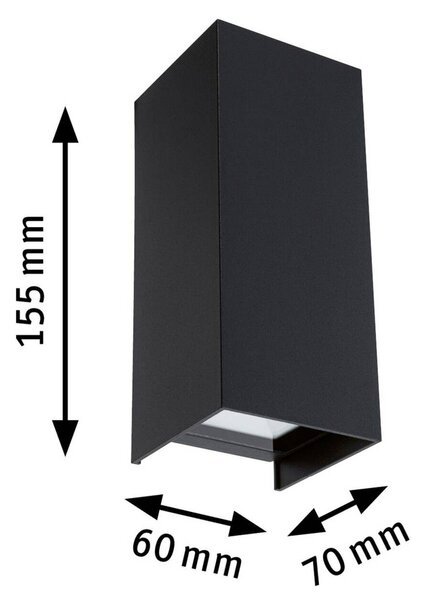 Paulmann Kinkiet zewnętrzny LED Flame, czarny, aluminium, nowoczesny