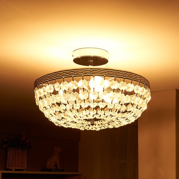 Lampa sufitowa kryształowa Mondrian Lindby, możliwość ściemniania, przezroczysty / transparentny, przedpokój, kryształ, nowoczesny