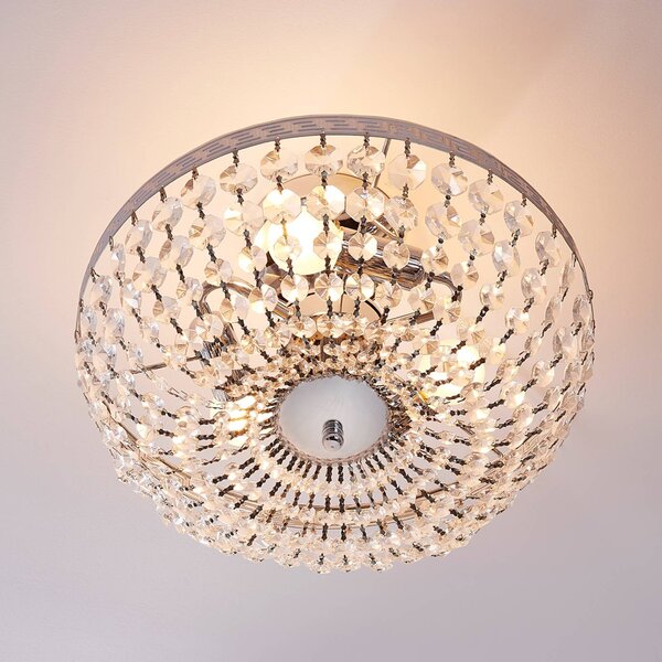 Lampa sufitowa kryształowa Mondrian Lindby, możliwość ściemniania, przezroczysty / transparentny, przedpokój, kryształ, nowoczesny