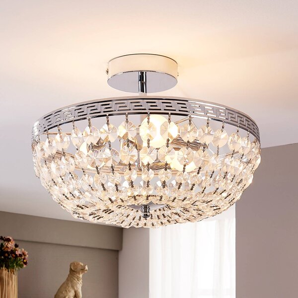 Lampa sufitowa kryształowa Mondrian Lindby, możliwość ściemniania, przezroczysty / transparentny, przedpokój, kryształ, nowoczesny