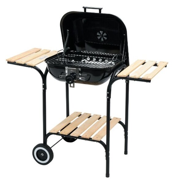 Grill ogrodowy węglowy TOYA 99581 Zamykany, na kółkach, półki boczne, regulacja wysokości rusztu