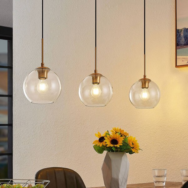 Lampa wisząca Grady Lindby, możliwość ściemniania, mosiężny / złoty, salon / jadalnia, metal, nowoczesny