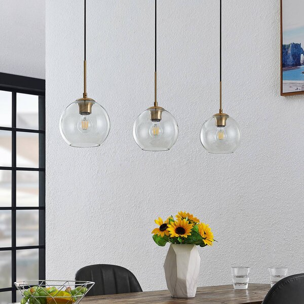 Lampa wisząca Grady Lindby, możliwość ściemniania, mosiężny / złoty, salon / jadalnia, metal, nowoczesny