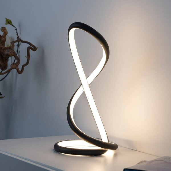 Paul Neuhaus Lampa stołowa LED Twist, możliwość ściemniania, czarny, sypialnia, aluminium, nowoczesny