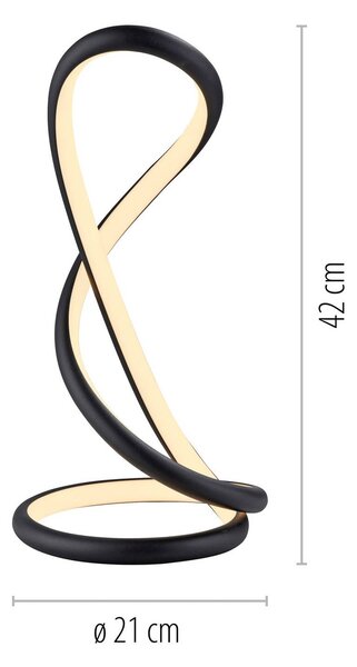 Paul Neuhaus Lampa stołowa LED Twist, możliwość ściemniania, czarny, sypialnia, aluminium, nowoczesny
