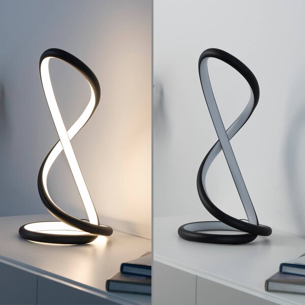 Paul Neuhaus Lampa stołowa LED Twist, możliwość ściemniania, czarny, sypialnia, aluminium, nowoczesny