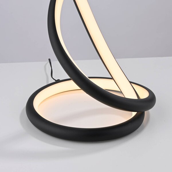 Paul Neuhaus Lampa stołowa LED Twist, możliwość ściemniania, czarny, sypialnia, aluminium, nowoczesny