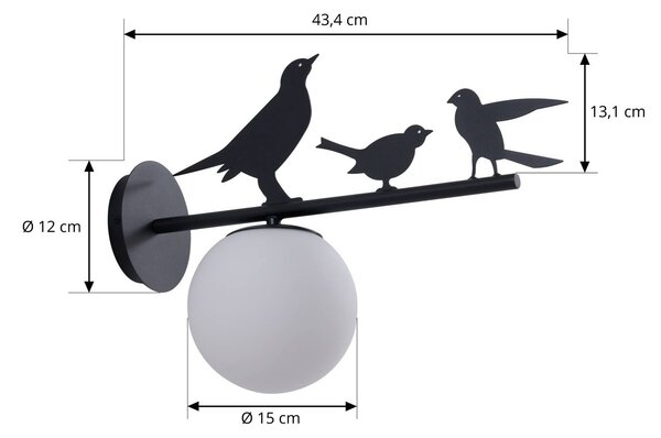 Kinkiet zewnętrzny Lintu Bird Lindby, możliwość ściemniania, czarny, metal, dworkowy / rustykalny
