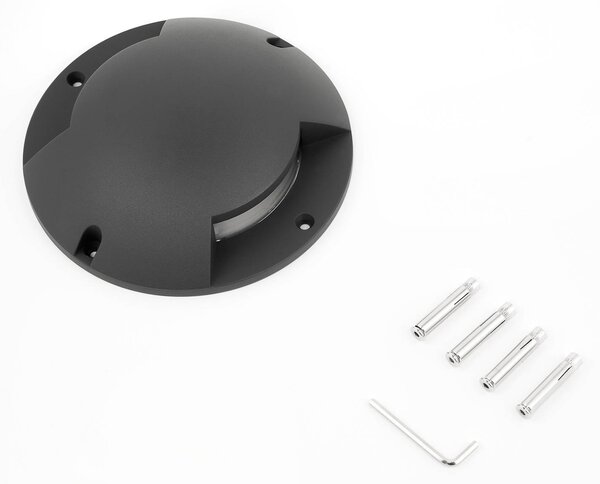 Reflektor podłogowy LED Lindby Cormac, 2-punktowy, Ø 21 cm, IP67 Cormac, czarny, aluminium, nowoczesny