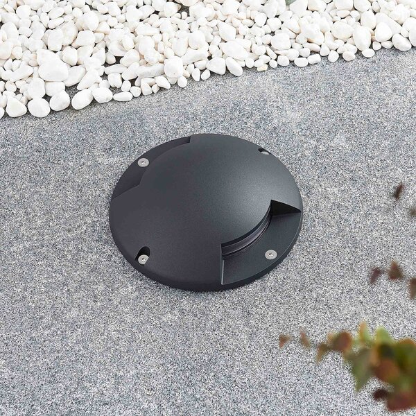 Reflektor podłogowy LED Lindby Cormac, 2-punktowy, Ø 21 cm, IP67 Cormac, czarny, aluminium, nowoczesny