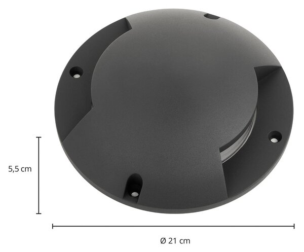 Reflektor podłogowy LED Lindby Cormac, 2-punktowy, Ø 21 cm, IP67 Cormac, czarny, aluminium, nowoczesny