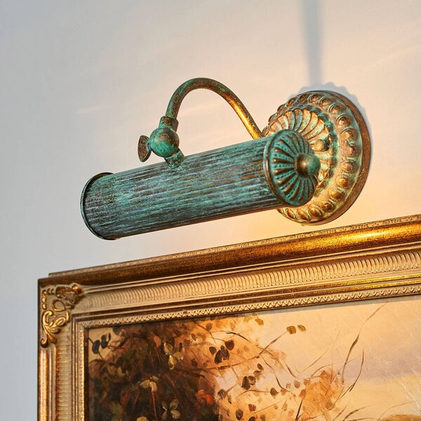 Oświetlenie obrazów Lindby Beno, 25 cm, metal, napięcie E14 zielone Beno Lindby, możliwość ściemniania, brązowy / mosiężny, salon / jadalnia, metal, antyczny