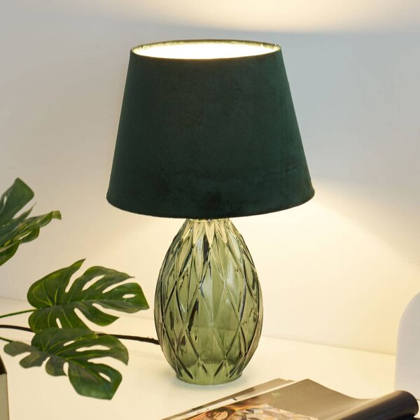 Pauleen Lampa stołowa Crystal Velvet, zielony, salon / jadalnia, szkło, nowoczesny