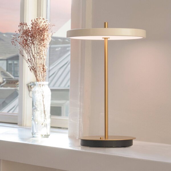UMAGE Lampa stołowa LED Asteria Move, możliwość ściemniania, mosiężny / złoty, salon / jadalnia, metal, design