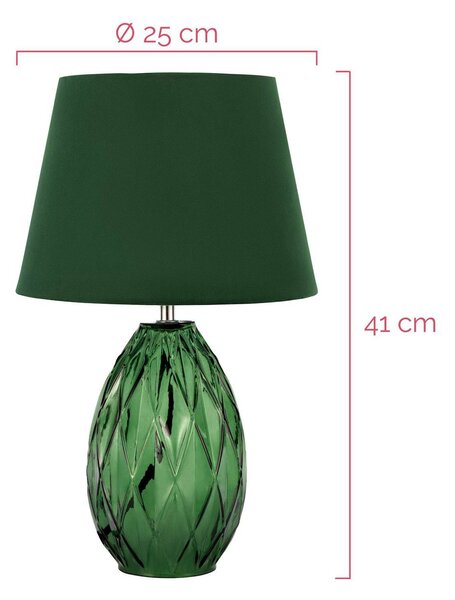 Pauleen Lampa stołowa Crystal Velvet, zielony, salon / jadalnia, szkło, nowoczesny