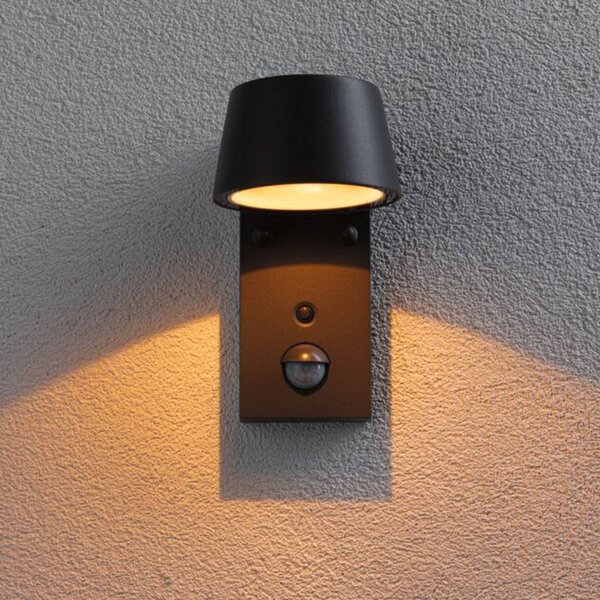 Paulmann Kinkiet zewnętrzny LED z czujnikiem Capea, czarny, aluminium, nowoczesny