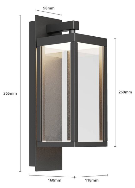 Lucande kinkiet zewnętrzny LED Ferdinand, zestaw 2 sztuk, szary, aluminium