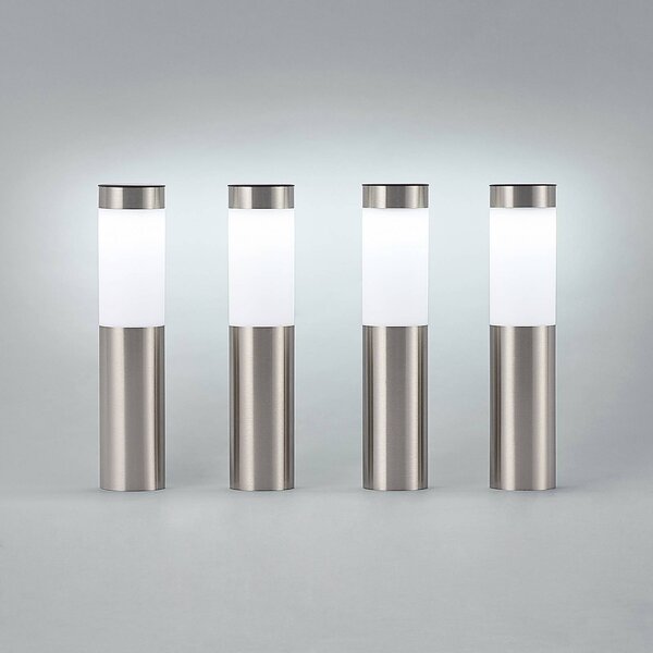 Lampa cokołowa LED Lindby, zestaw 4, szpikulec, 31 cm, IP44 Sirita Lindby, aluminiowy / szary / cynkowy, stal szlachetna, nowoczesny
