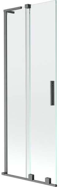 Mexen Velar L parawan nawannowy 2-skrzydłowy rozsuwany 75 x 150 cm, transparent, gun gray szczotkowany - 896-075-003-01-66