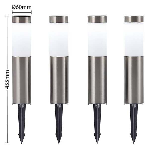 Lampa cokołowa LED Lindby, zestaw 4, szpikulec, 31 cm, IP44 Sirita Lindby, aluminiowy / szary / cynkowy, stal szlachetna, nowoczesny