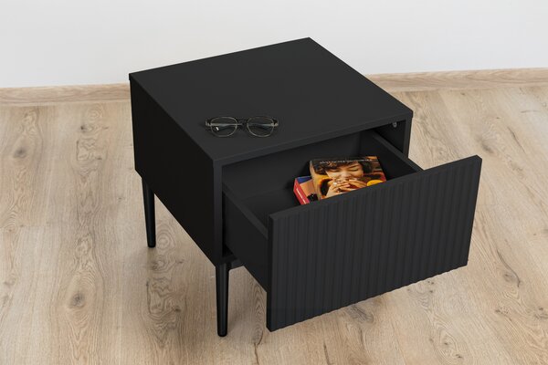 Zestaw szafek nocnych Nicole 46 cm - czarny / czarne nóżki