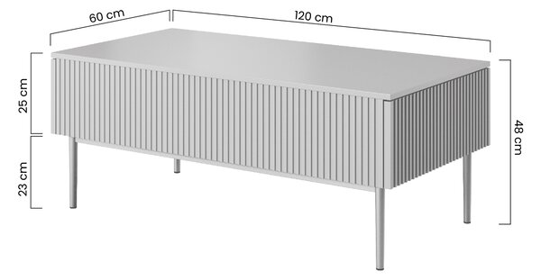 Stolik kawowy Nicole 120 cm z szufladami i metalowymi nogami - biały mat / złote nóżki