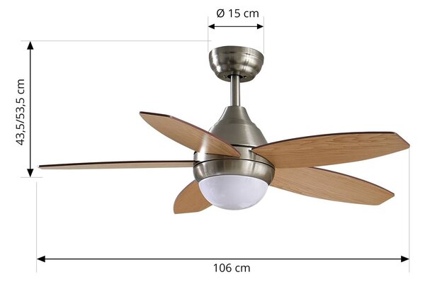 Wentylator sufitowy LED Klasika, DC, cichy, 106 cm, CCT Klasika Lindby, biały / opal, salon / jadalnia, metal