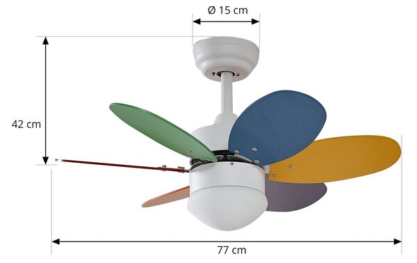 Wentylator sufitowy Lindby z oświetleniem Litur, cichy, Ø 77 cm, E27 Litur, biały / opal, pokój dziecięcy, metal, nowoczesny