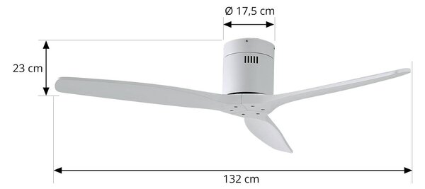 Wentylator sufitowy Lucande Vindur, biały, DC, cichy Vindur, biały / opal, salon / jadalnia, metal, nowoczesny
