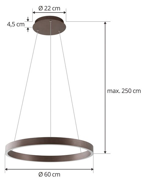 Inteligentna lampa wisząca Yonam Lucande, możliwość ściemniania, brązowy / rdzawy, salon / jadalnia, aluminium, nowoczesny
